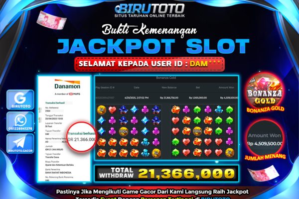 Bukti JP Slot Gates Of Olympus BIRUTOTO 20 April 2025 Rp 10.932.000, – LUNAS