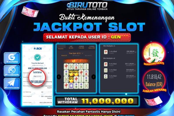 Bukti JP Slot Mahjong Ways BIRUTOTO 09 Mei 2025 Rp 11.000.000- LUNAS