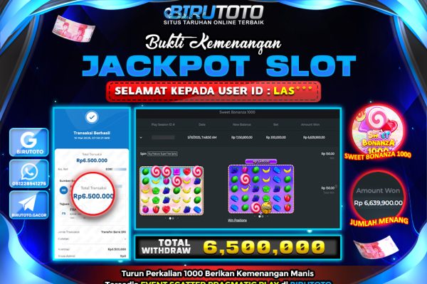 Bukti JP Slot Sweet Bonanza 1000 BIRUTOTO 10 Mei 2025 Rp 6.500.000- LUNAS