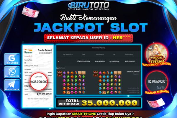 Bukti JP Slot Wisdom Of Athena BIRUTOTO 24 September 2025 Rp 35.000.000,- LUNAS