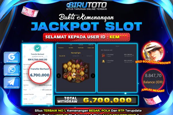 Bukti JP Slot Wild Bounty Showdown BIRUTOTO 19 Oktober 2025 Rp 6.700.000,- LUNAS